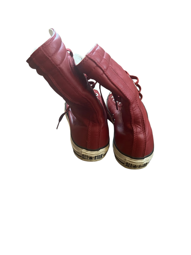 
                  
                    Load image into Gallery viewer, Red Leather high top Converse
                  
                