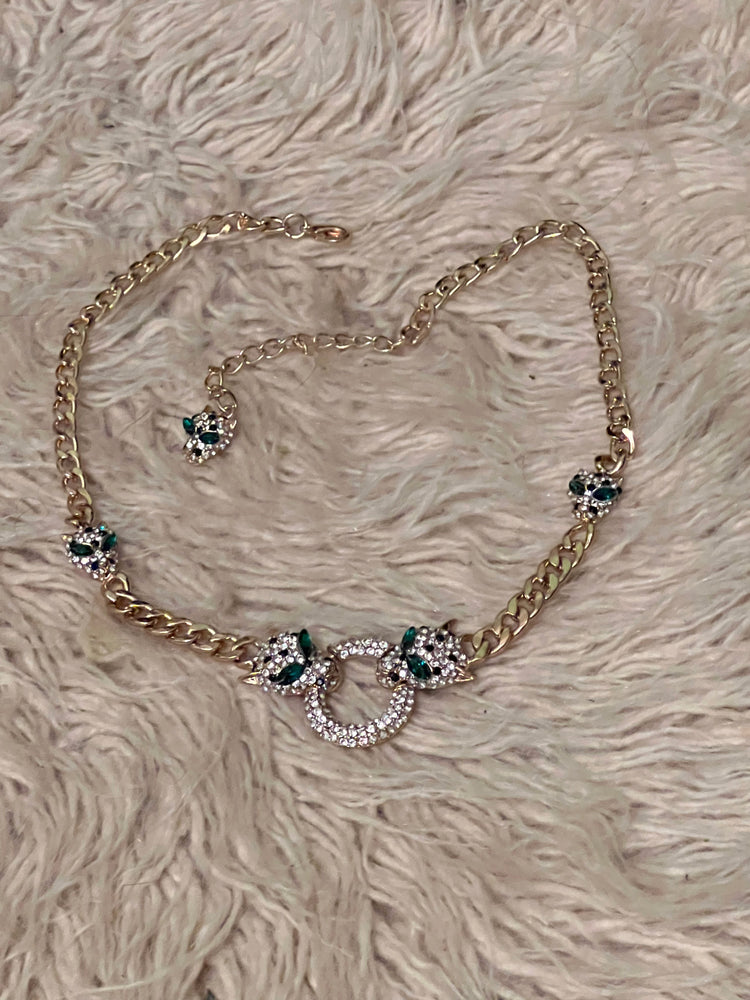 
                  
                    Load image into Gallery viewer, Panther rhinestone necklace
                  
                