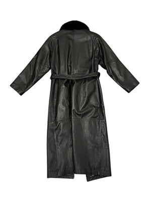 
                  
                    Load image into Gallery viewer, Gorgeous leather trench coat with shoulder pads and fox collar
                  
                