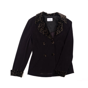 
                  
                    Load image into Gallery viewer, BLACK BLAZER WITH LEOPARD PRINT COLLAR
                  
                