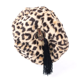 
                  
                    Load image into Gallery viewer, FAUX FUR LEOPARD BERET
                  
                